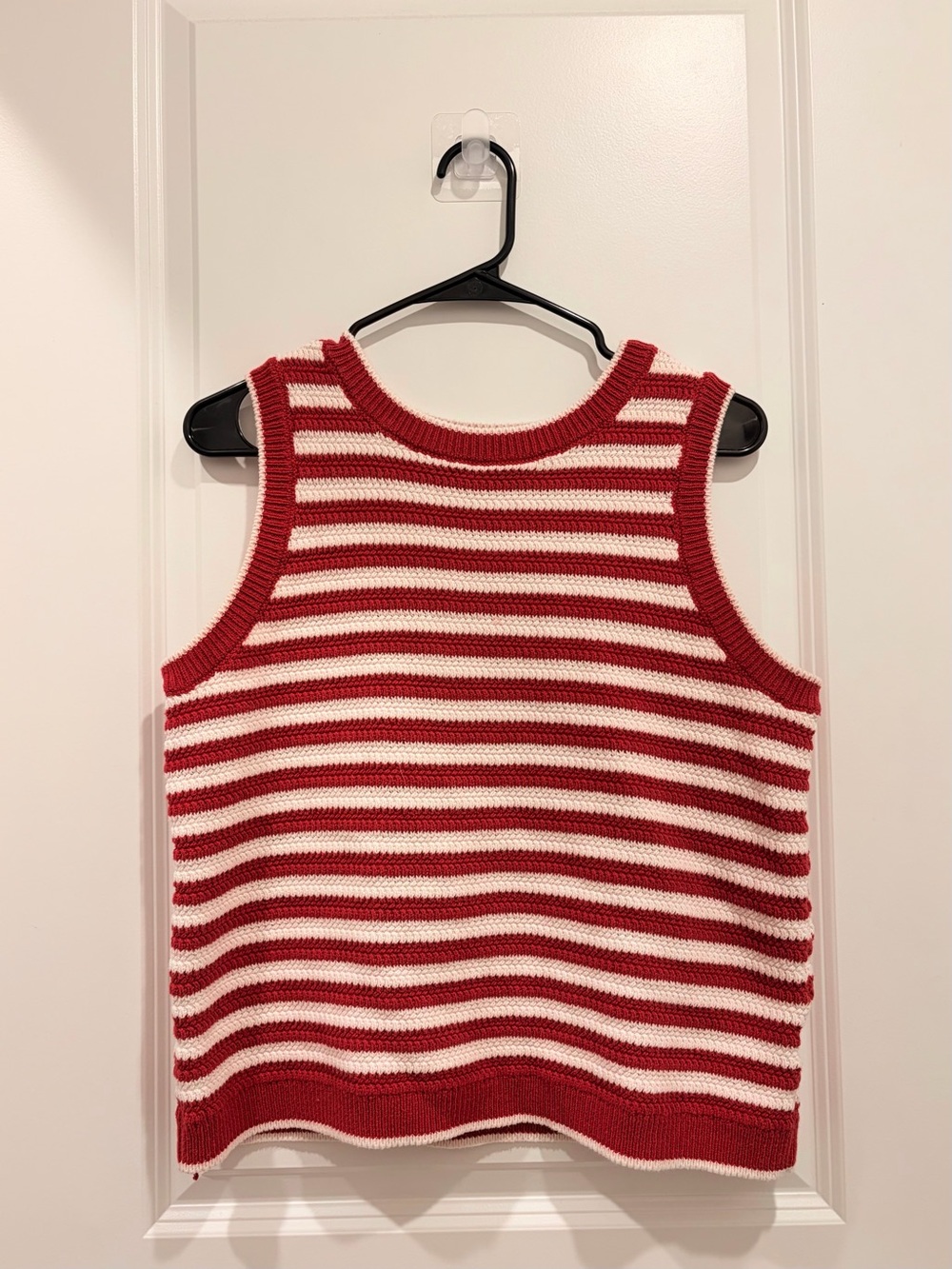 Nine West Red & White Striped Knit Sleeveless Top